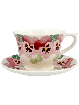 Large Cup &amp; Saucer-Pink Pansy