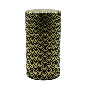 Washi canister Seigaiha Black with inner lid 100g