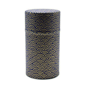 Washi canister Seigaiha Blue with inner lid 100g