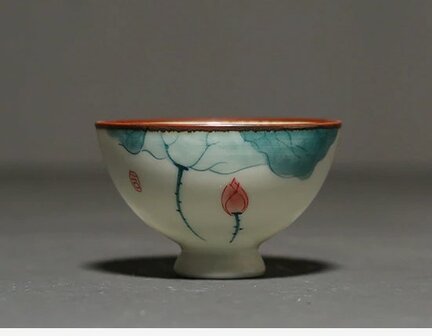 Teacup Lotus Hand Painted Porcelain 45ml