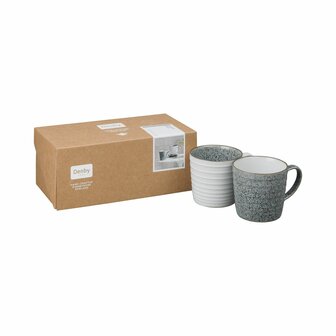 Denby Studio Grey Ridged Mug 400ml 2 Pc Set