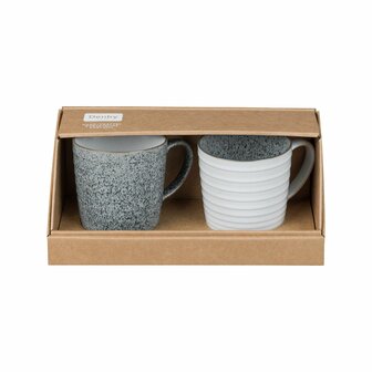 Denby Studio Grey Ridged Mug 400ml 2 Pc Set