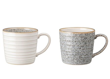 Denby Studio Grey Ridged Mug 400ml 2 Pc Set