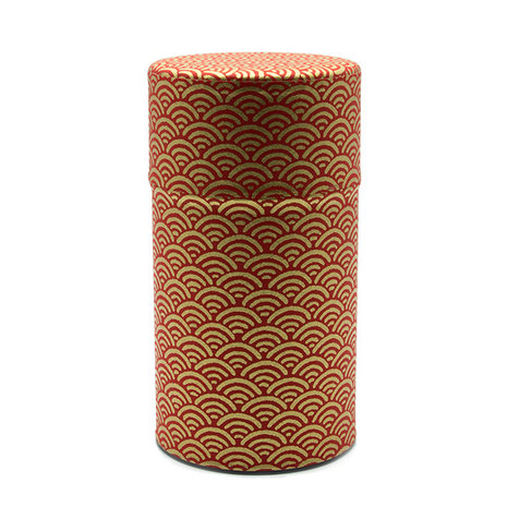 Washi canister Seigaiha Red with inner lid 100g