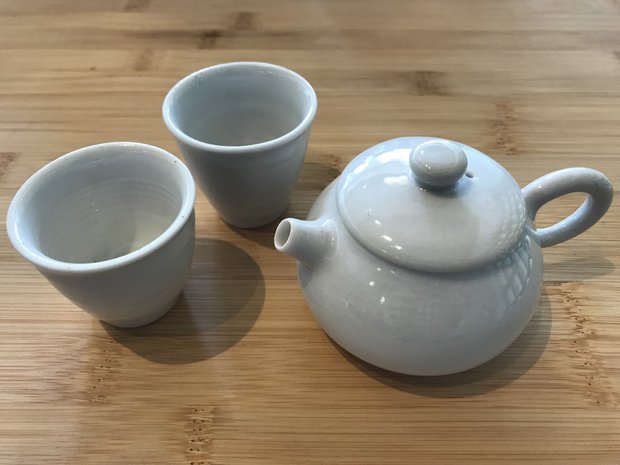 Teapot Porcelain Shino 90ml Set 2 Cups 30ml